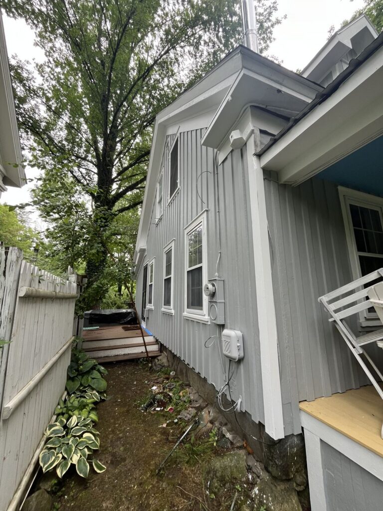 Home siding and trim renovation in progress